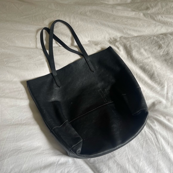 Black Leather J. Crew Tote Bag - Picture 2 of 6